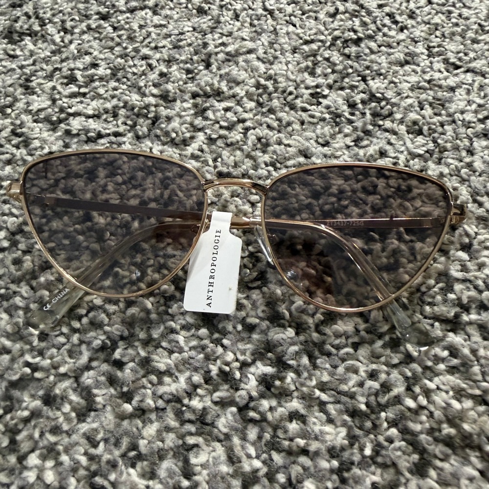 Anthropologie Sunglasses OS Cat Eye Metal Rose Gold ZT3437-72SG NEW